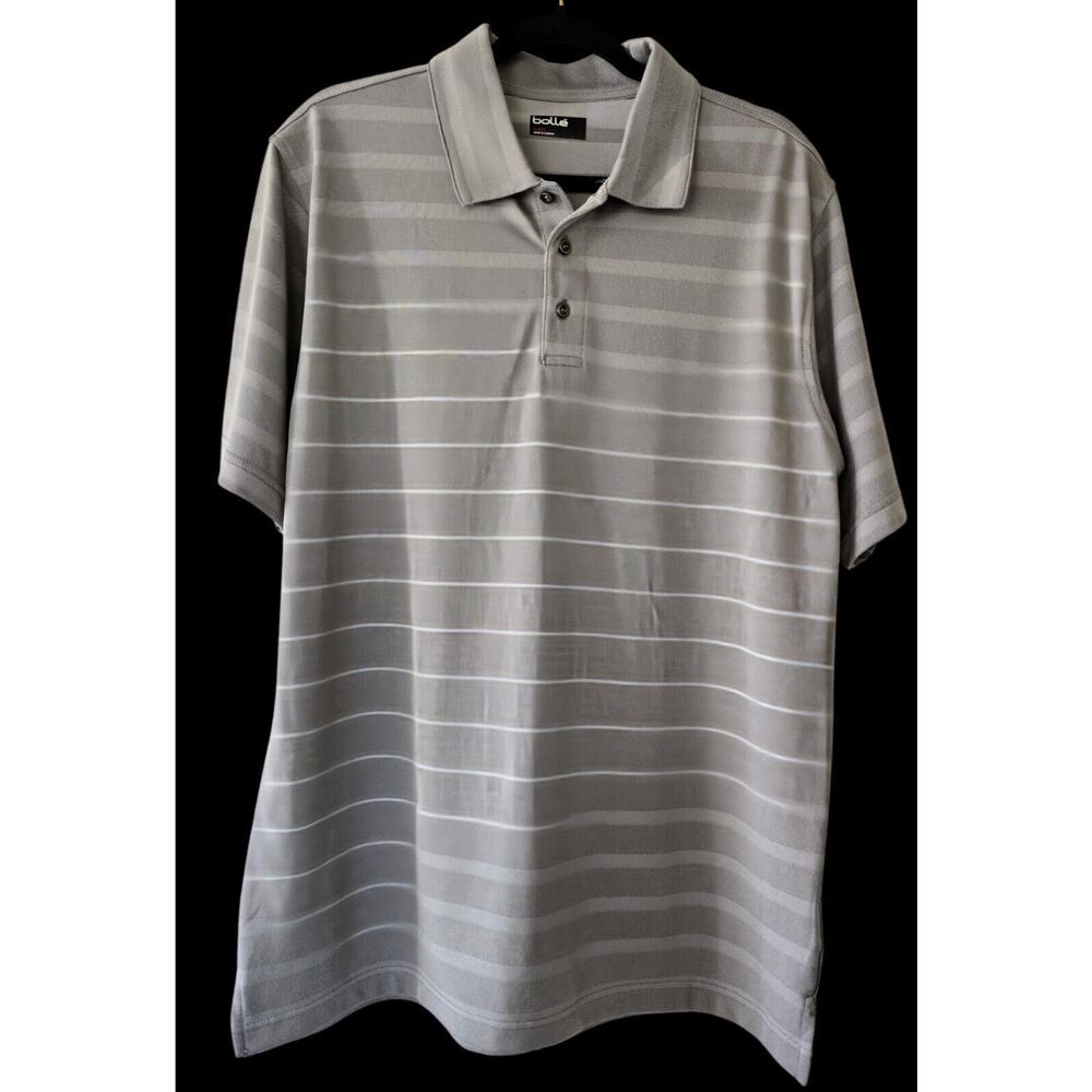 Bollé Polo Shirt Gray Striped Golf Tennis Activewear Outdoor Casual Mens Large